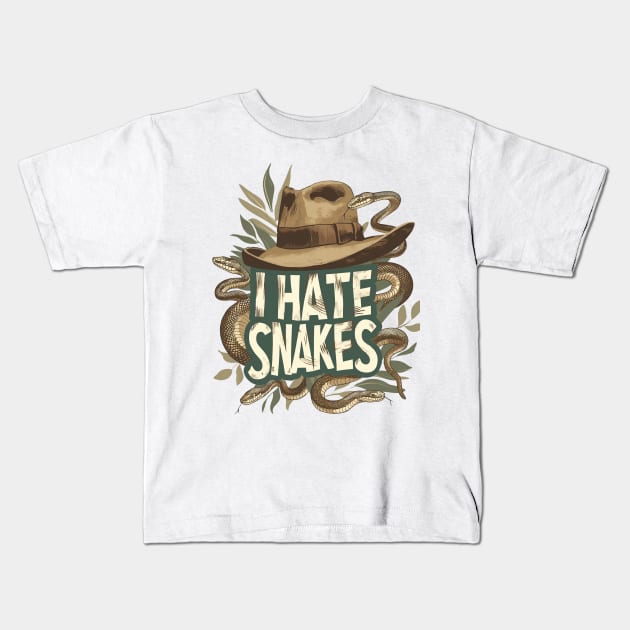 I Hate Snakes - Fedora Hat and Serpents - Indy Kids T-Shirt by Fenay-Designs
